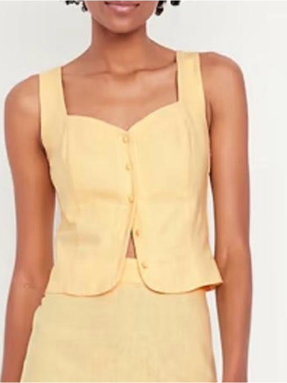 Old Navy Cream Button-Front Smocked-Side Tank